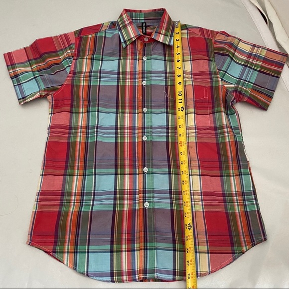 True Rock multicolor plaid short sleeve button down shirt - Picture 3 of 5
